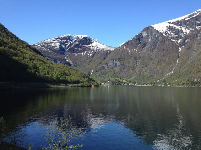 Biking along the fjord.