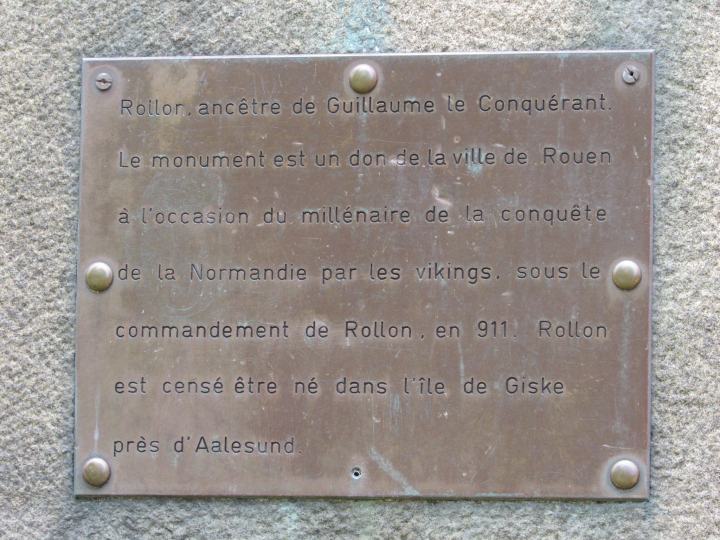 Plaque about Rollo the Viking